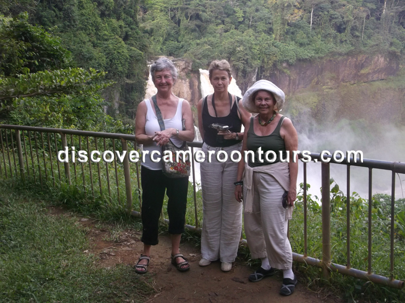Visitors at the Ekom waterfalls